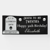 ブラックでモダンな「20代に死を」30歳の誕生日パーティー 横断幕 (横)