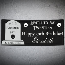 ブラックでモダンな「20代に死を」30歳の誕生日パーティー 横断幕