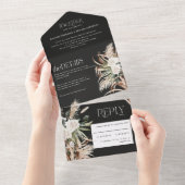 ブラックでラスティックなパンパスとユーカリの結婚式 オールインワン招待状 (貼ってはがせる)