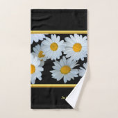 ブラックでロマンチックなデイジー金ゴールドフォイルをパーソナライズ バスタオルセット (ハンドタオル)