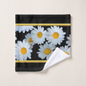 ブラックでロマンチックなデイジー金ゴールドフォイルをパーソナライズ バスタオルセット (ウォッシュタオル)