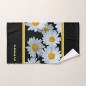 ブラックでロマンチックなデイジー金ゴールドフォイルをパーソナライズ バスタオルセット (ハンドタオル)