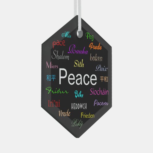 ブラックで世界の平和 ガラスオーナメント (正面右)