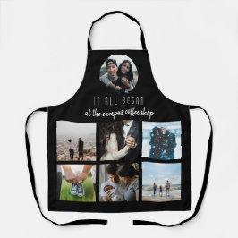 ブラックで始まった記念日の写真コラージュ エプロン