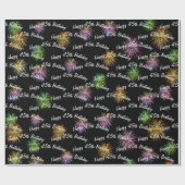 ブラックで幸せな45誕生日花火 ラッピングペーパー (フラット)