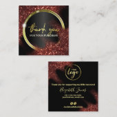 ブラックで赤いグリッターを購入 スクエア名刺 (正面/裏面)