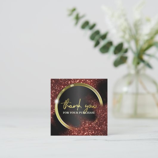 ブラックで赤いグリッターを購入 スクエア名刺 (スタンド正面)