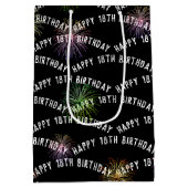 ブラックで18誕生日花火を楽しむ ミディアムペーパーバッグ (裏面)