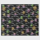 ブラックで18誕生日花火を楽しむ ラッピングペーパー (フラット)