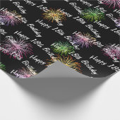 ブラックで18誕生日花火を楽しむ ラッピングペーパー (角)