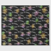 ブラックで21回目の誕生日を迎える花火 ラッピングペーパー (フラット)