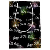 ブラックで30回目の誕生日の花火 ミディアムペーパーバッグ (正面)