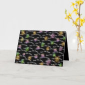 ブラックで35誕生日花火を楽しむ カード (黄色い花)