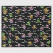 ブラックで35誕生日花火を楽しむ ラッピングペーパー (フラット)