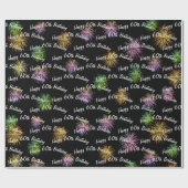 ブラックで60誕生日花火を楽しむ ラッピングペーパー (フラット)