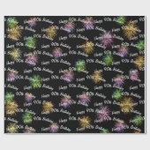 ブラックで90誕生日花火を楽しむ ラッピングペーパー (フラット)