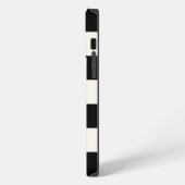 ブラックとアイボリーのストライプに名前入り iPhoneケース (左側面)