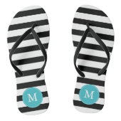 ブラックとアクアストライプのモノグラムの ビーチサンダル (ソール)
