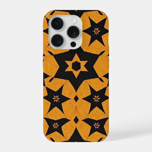 ブラックとアンバー抽象幾何学パターン 1287 iPhoneケース (裏面)