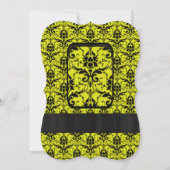 ブラックとイエローのダマスクフォーマルウェディング 招待状 (裏面)