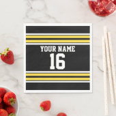 ブラックとイエローホワイトストライプズのチームジャージー スタンダードランチョンナプキン (インサイチュ)