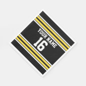 ブラックとイエローホワイトストライプズのチームジャージー スタンダードランチョンナプキン (角)