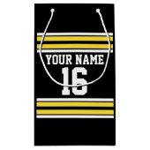 ブラックとイエローホワイトストライプズのチームジャージー スモールペーパーバッグ (裏面)