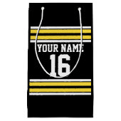 ブラックとイエローホワイトストライプズのチームジャージー スモールペーパーバッグ (正面)