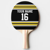ブラックとイエローホワイトストライプズのチームジャージー 卓球ラケット (裏面)