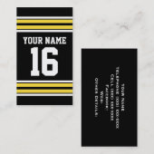 ブラックとイエローホワイトストライプズのチームジャージー 名刺 (正面/裏面)