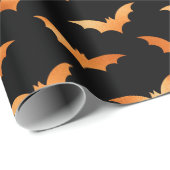 ブラックとオレンジのこうもりパターンのラッピング紙 ラッピングペーパー (ロールコーナー)
