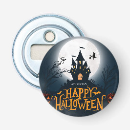 ブラックとオレンジのイラストでハッピーなハロウィン 栓抜き
