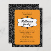 ブラックとオレンジのゴシック ハロウィンパーティー招待状 招待状 (正面/裏面)