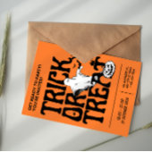 ブラックとオレンジのシンプルなハロウィーンのトリックオアトリートパーティーの招待状 招待状