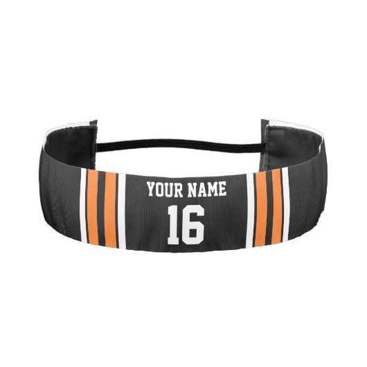 ブラックとオレンジ色のホワイトストライプズ・チーム・ジャージー アスレチックヘッドバンド (正面)