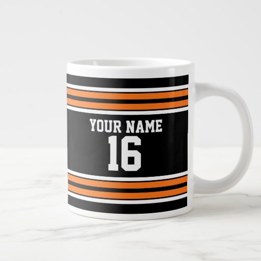 ブラックとオレンジ色のホワイトストライプズ・チーム・ジャージー ジャンボコーヒーマグカップ (右)
