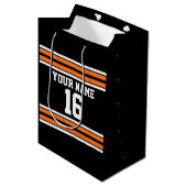 ブラックとオレンジ色のホワイトストライプズ・チーム・ジャージー ミディアムペーパーバッグ (正面アングル)