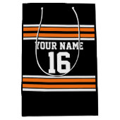 ブラックとオレンジ色のホワイトストライプズ・チーム・ジャージー ミディアムペーパーバッグ (正面)