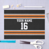 ブラックとオレンジ色のホワイトストライプズ・チーム・ジャージー 薄葉紙 (クラフト)