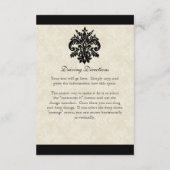 ブラックとクリームのフルール・ド・リス ダマスク ウェディング エンクロージャーカード (裏面)