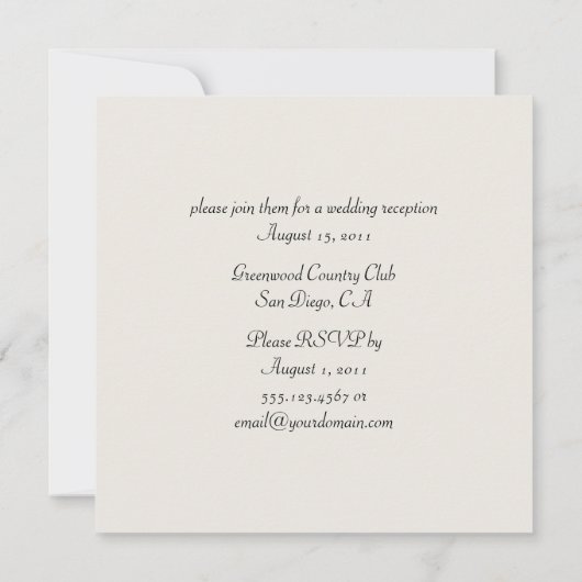 ブラックとクリームの花柄 ウェディング後の招待状 招待状 (裏面)