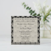 ブラックとクリーム ヴィンテージ ダマスクレース 結婚式招待状 招待状 (スタンド正面)