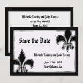 ブラックとクローム フルール ド リス セーブ ザ デート セーブザデート (正面/裏面)