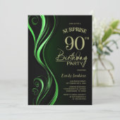 ブラックとグリーンのサプライズ90歳の誕生日パーティー 招待状 (スタンド正面)