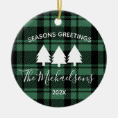 ブラックとグリーンのプライドとモノグラム名写真Ce セラミックオーナメント (正面)