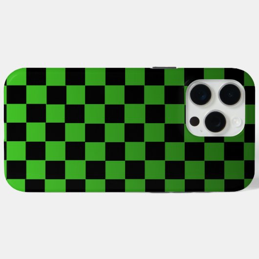 ブラックとグリーンの市松模様 レトロな美意識 Case-Mate iPhoneケース (裏面 (横))