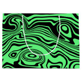 ブラックとグリーンの波線ストライプ ギフトバッグ (正面)