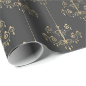 ブラックとグレーのアンティークシャンデリア ラッピングペーパー (ロールコーナー)
