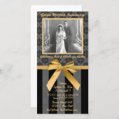 ブラックとグレーのダマスク ゴールデンアニバーサリーカード (正面/裏面)