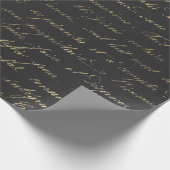 ブラックとグレーのヴィンテージ パリのカリグラフィー ラッピングペーパー (角)